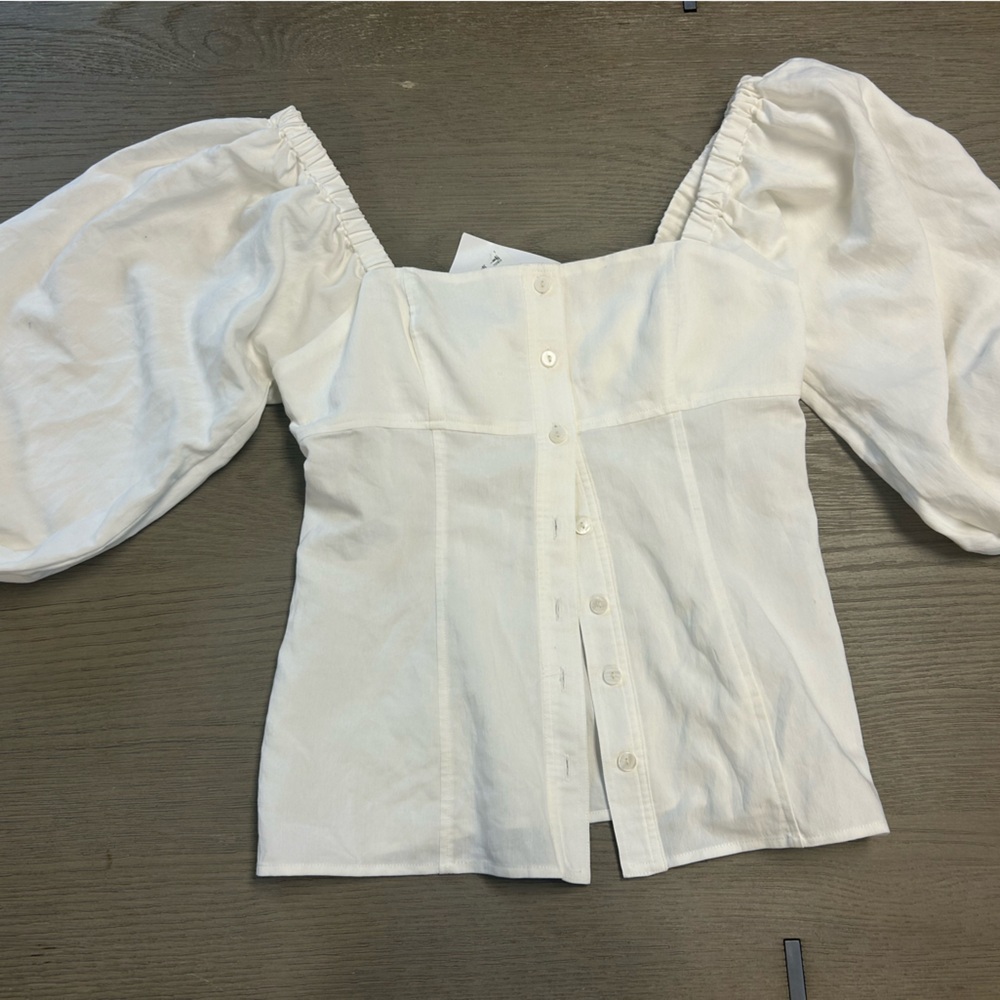 Wayf White Puff Sleeve Top